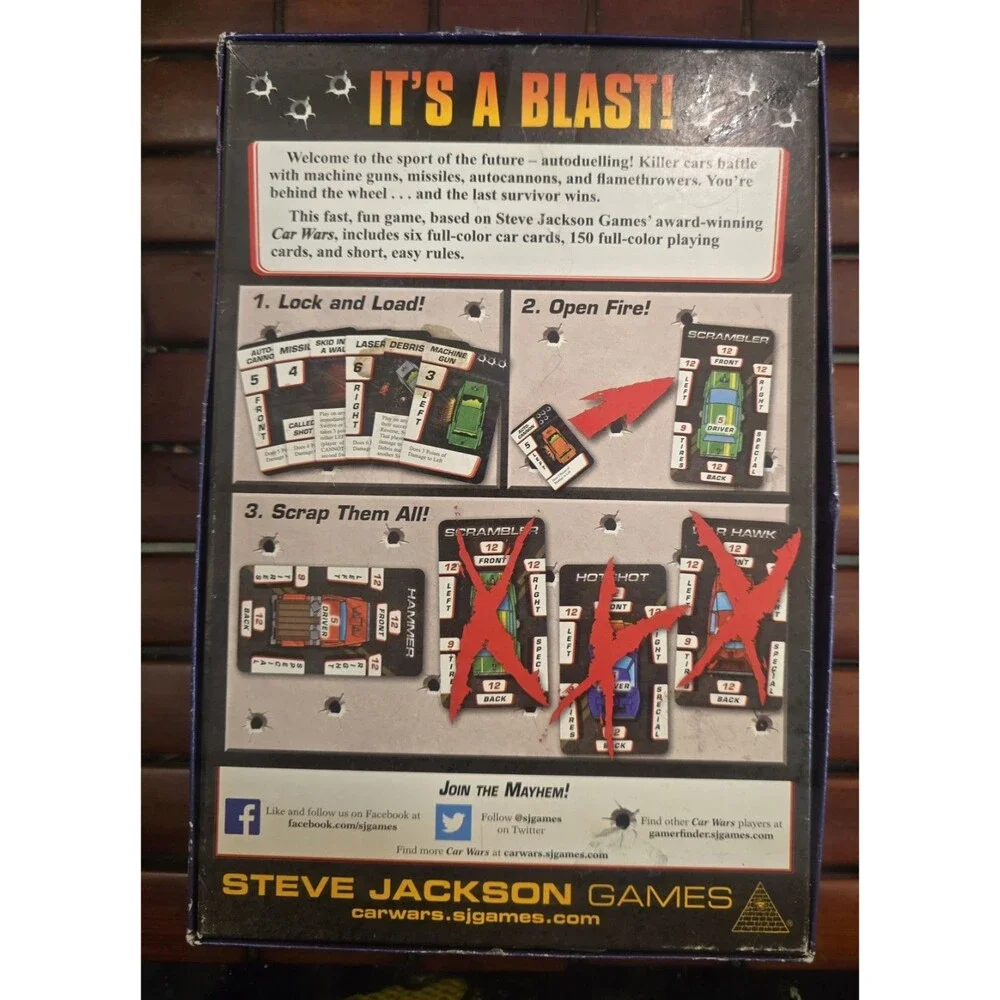 Car Wars The Card Game 3rd Ed. 1st Print 2015 Steve Jackson Games Used Complete.